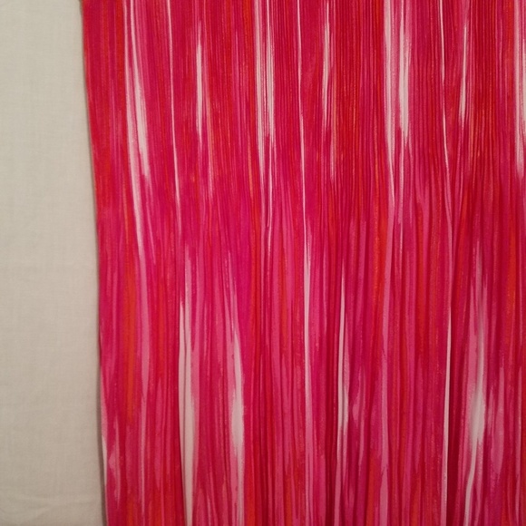 Kim Rogers Skirt Stripe Pattern Micro-Pleated Midi Fuchsia Pink White Orange - Picture 5 of 10